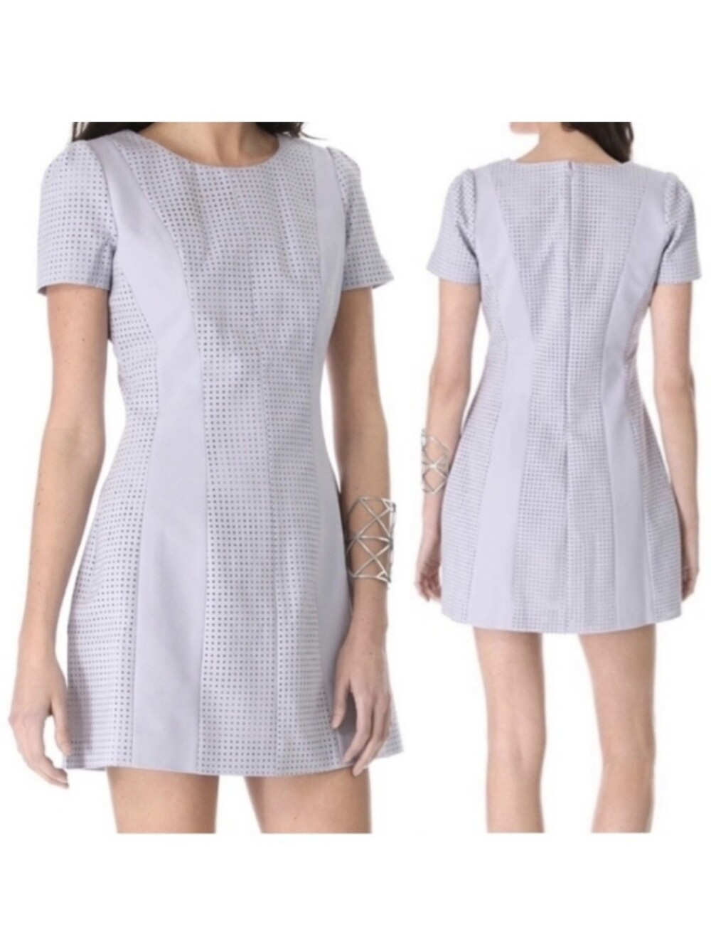 Stylestalker x Revolve Perforated Holographic Lavender Sheath Dress